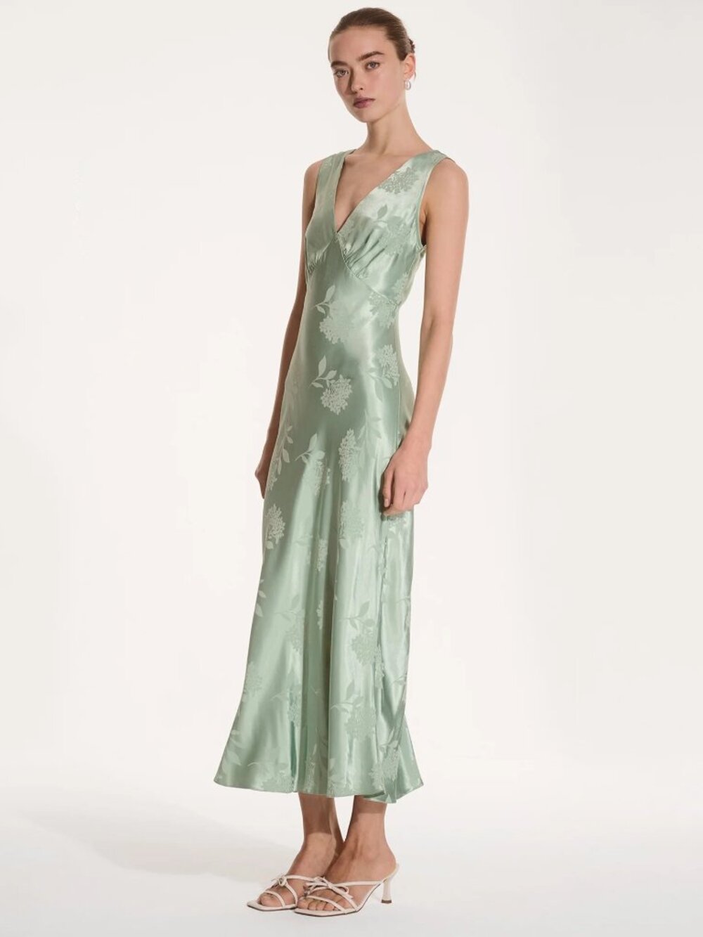 OMNES Iris Jacquard Dress in Sage - NWT